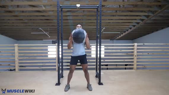 اسکوات و پرس همزمان با توپ سنگین