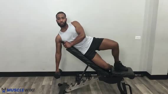 سرشانه کول با دمبل به پهلو روی میز ۳۰ درجه
